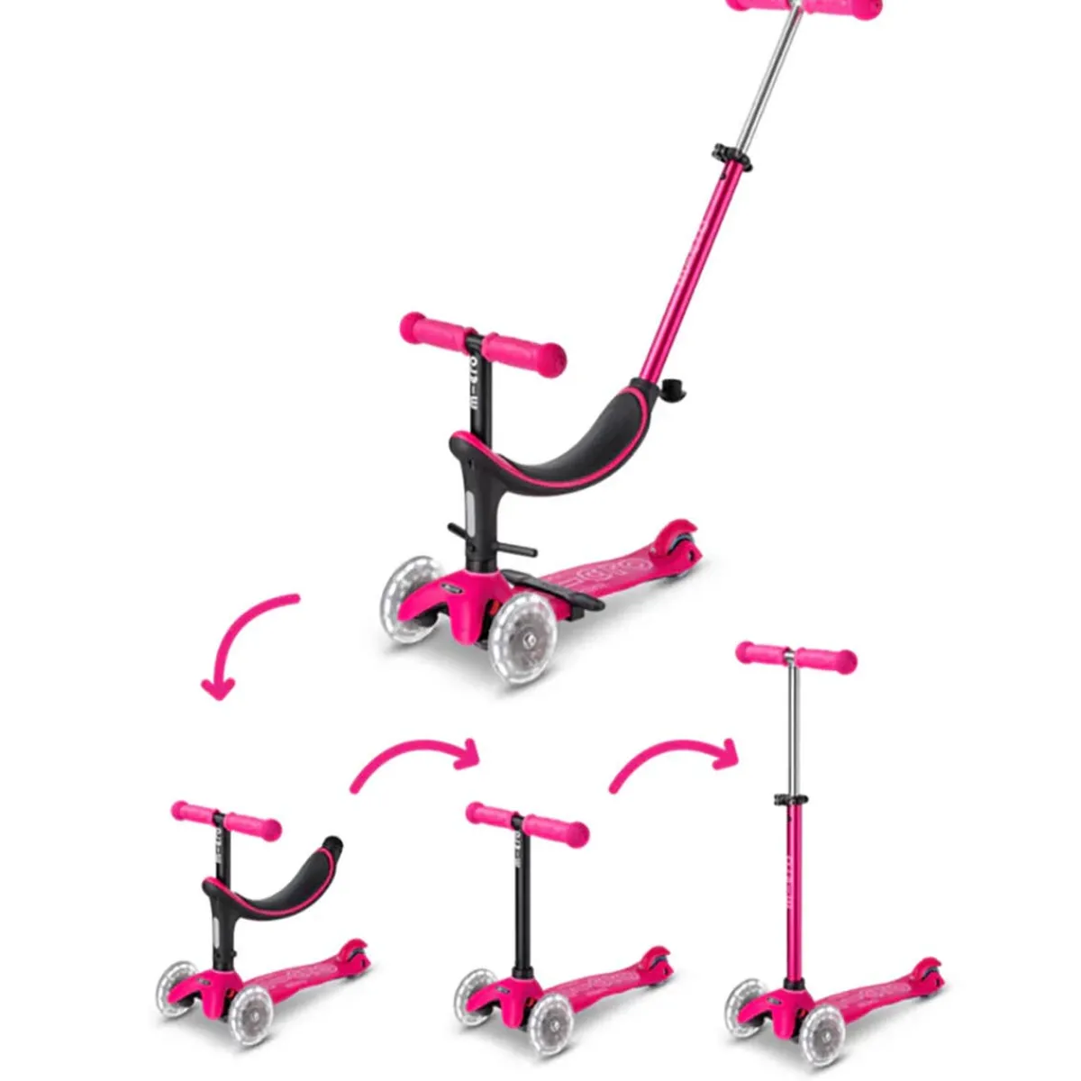 Ride-On Toys-Micro Scooters Mini2Grow Deluxe LED Scooter