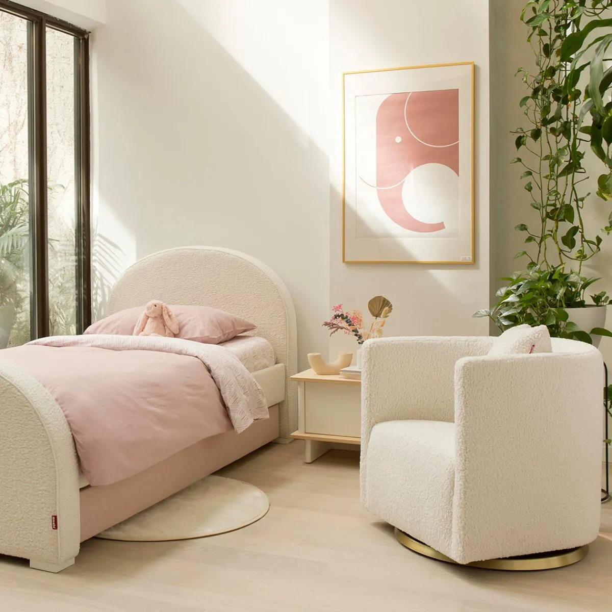 Gliders-Monte Design Mitchell Swivel Chair - Faux Sheepskin