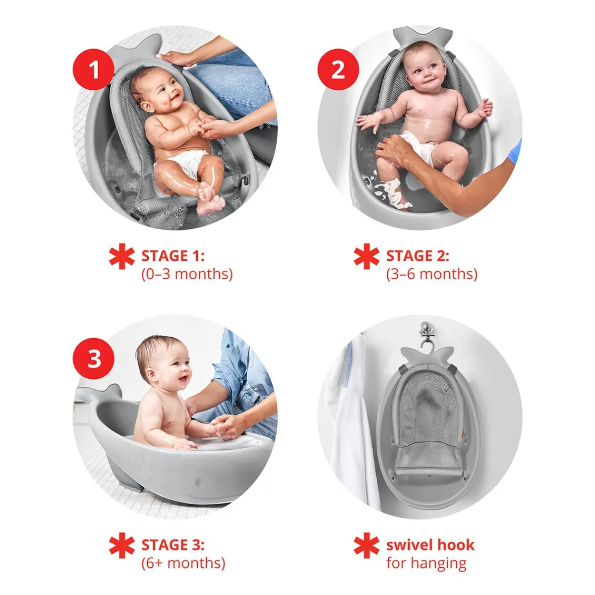 Infant Tubs-Skip Hop Moby Smart Sling 3-Stage Bathtub