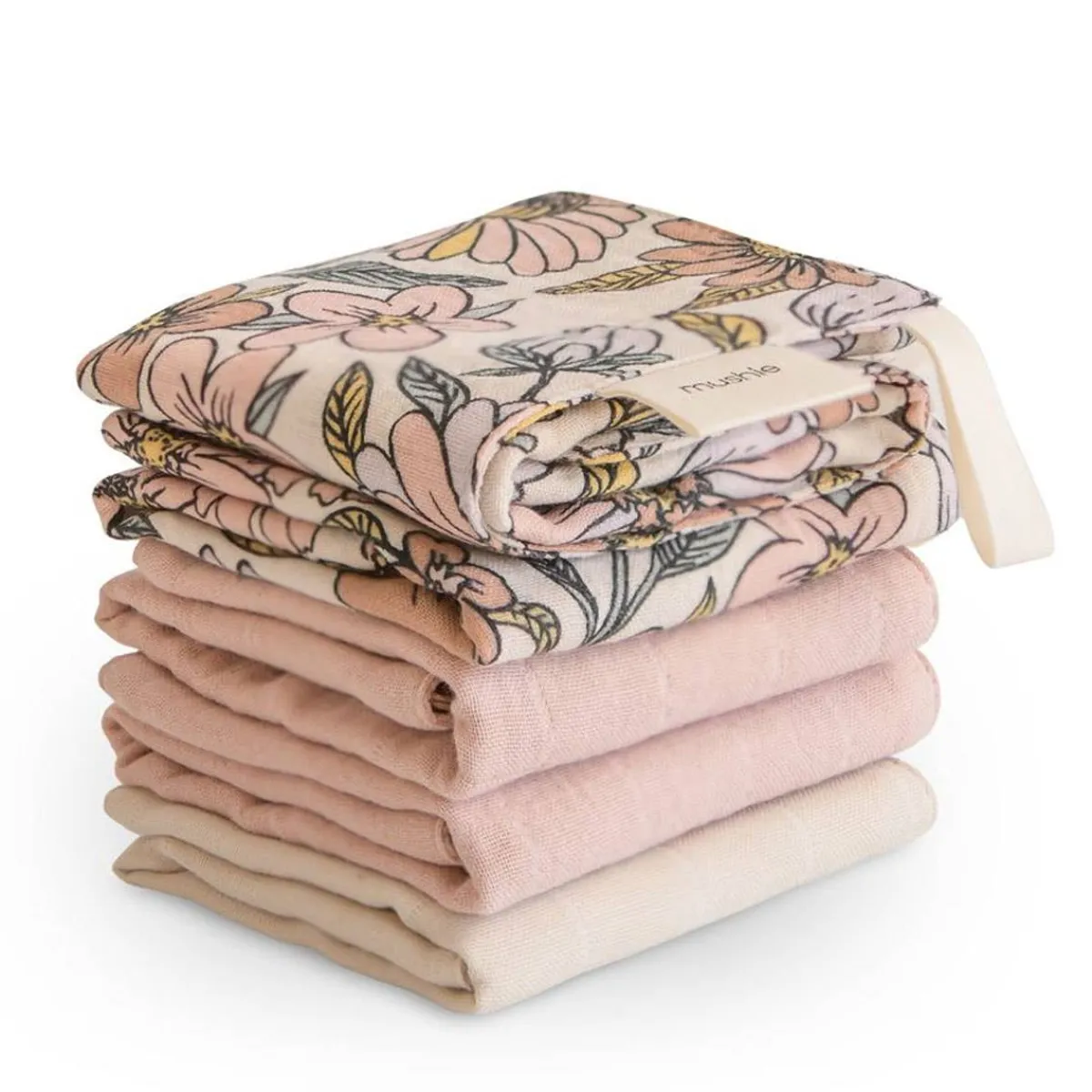 Towels + Cloths-Mushie Muslin Cotton Washcloth (5 Pack)