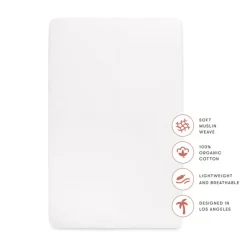 Crib Fitted Sheets-Babyletto Muslin Crib Sheet (White) Plain White