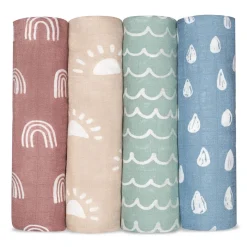 Sleep Sacks + Wraps-Comfycubs Muslin Swaddle Blankets (4 Pack)
