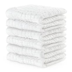 Towels + Cloths-Comfycubs Muslin Washcloths (6 Pack)
