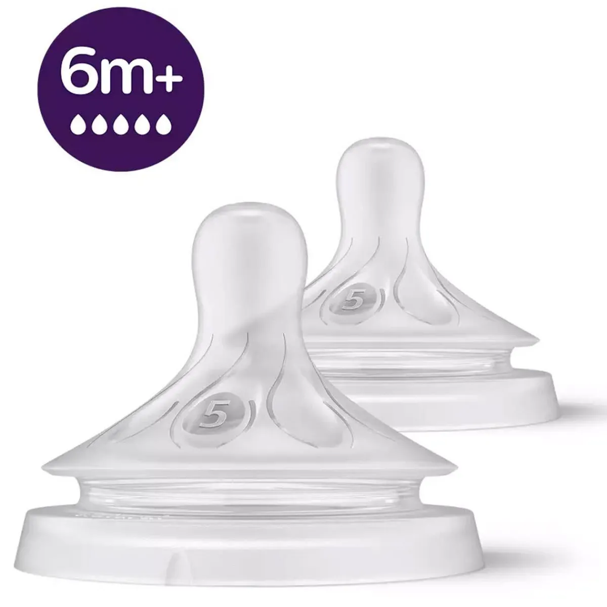 Nipples + Bottle Accessories-Philips Avent Natural Nipple - Flow 5 6m+