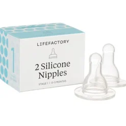 Nipples + Bottle Accessories-Lifefactory Nipples Stage 1 (2 Pack)