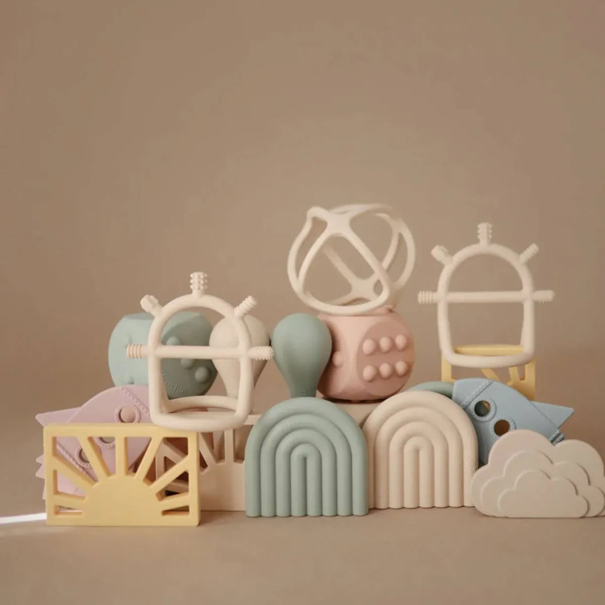 Teethers|Pacifiers + Clips-Mushie No-Drop Sensory Teether