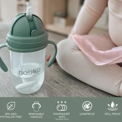 Kids Drinkware|Sippy Cups + Straw Cups-Nouka Non-Spill Weighted Straw Cup (9 oz)