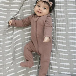 Onesies|Sleepers-Mebie Baby Organic Footed Zipper One-Piece