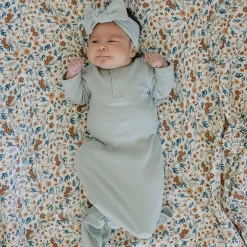Nightgowns|Onesies-Mebie Baby Organic Ribbed Knot Gown