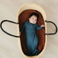 Nightgowns|Onesies-Mebie Baby Organic Ribbed Knot Gown