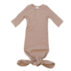 Nightgowns|Onesies-Mebie Baby Organic Ribbed Knot Gown
