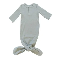 Nightgowns|Onesies-Mebie Baby Organic Ribbed Knot Gown