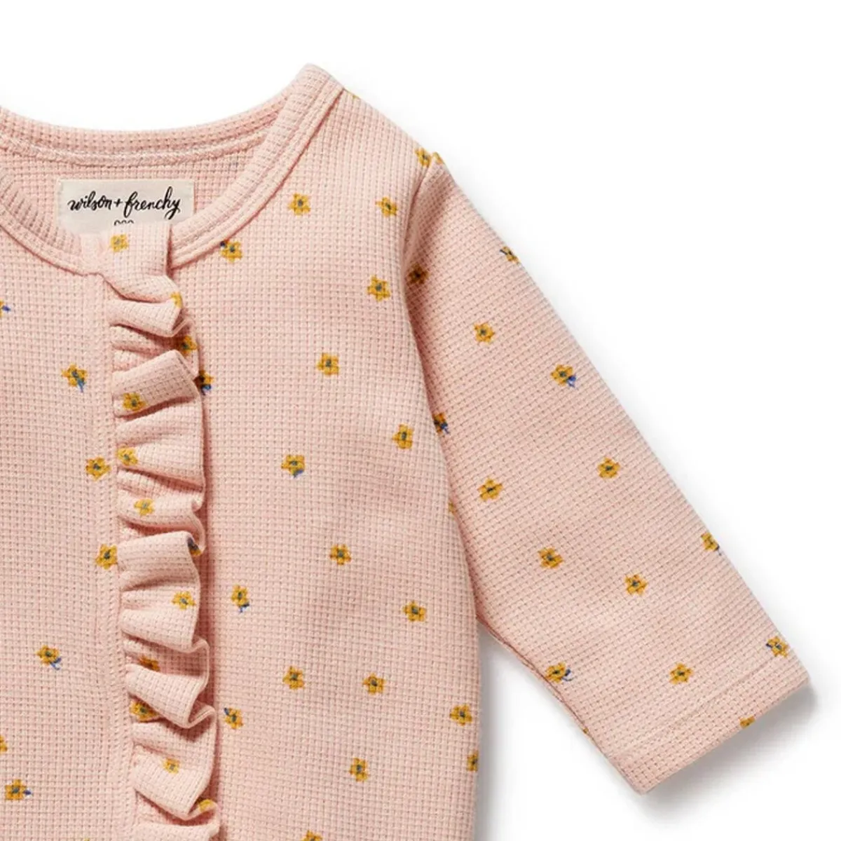 Onesies|Sleepers-Wilson + Frenchy Organic Waffle Ruffle Zipsuit