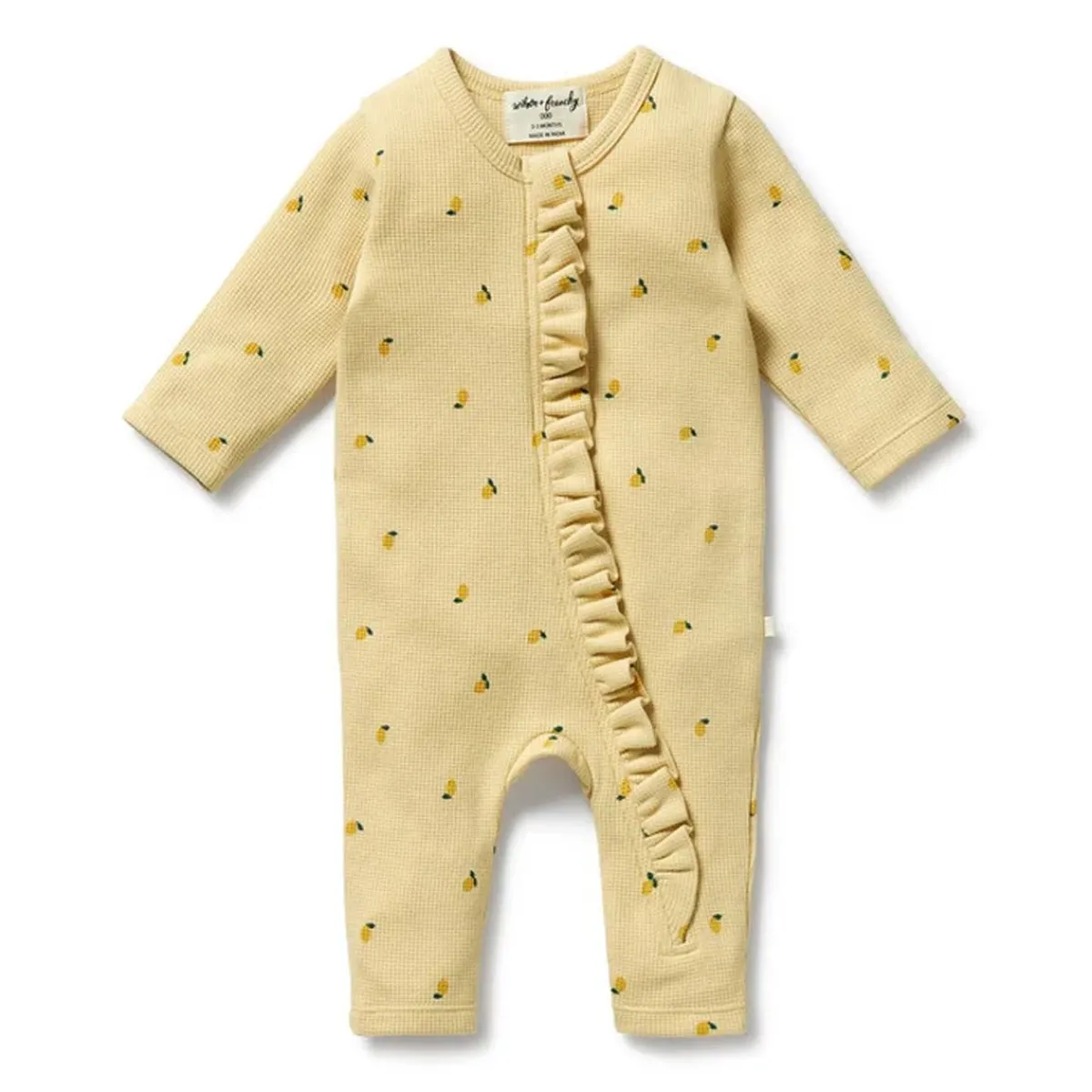 Onesies|Sleepers-Wilson + Frenchy Organic Waffle Ruffle Zipsuit