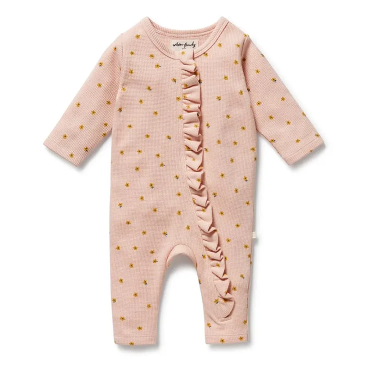 Onesies|Sleepers-Wilson + Frenchy Organic Waffle Ruffle Zipsuit