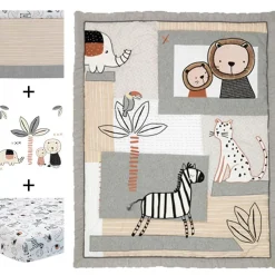 Crib Bedding Sets-Lambs & Ivy Patchwork Jungle 4 Piece Crib Set