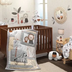 Crib Bedding Sets-Lambs & Ivy Patchwork Jungle 4 Piece Crib Set