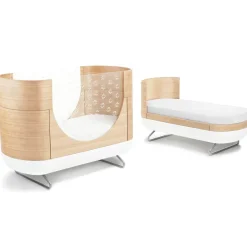 Oval Cribs|Convertible Cribs-Ubabub Pod 2-in-1 Crib Natural