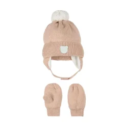 Winter Hats-Petit Lem Pom Pom Hat & Mitten Set