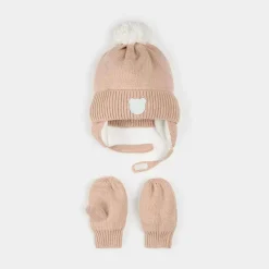 Winter Hats-Petit Lem Pom Pom Hat & Mitten Set