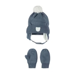 Winter Hats-Petit Lem Pom Pom Hat & Mitten Set