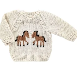 Sweaters + Jackets-Huggalugs Pony Sweater Natural