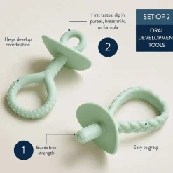 Pacifiers + Clips-Itzy Ritzy Pre-Feeding Teething Set Mint
