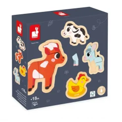 Puzzles|Wooden Toys-Janod 4-Progressive Puzzles