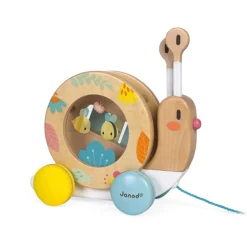 Wooden Toys|Pull Toys-Janod Pull Along Snail
