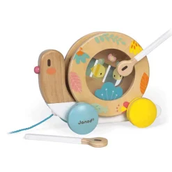 Wooden Toys|Pull Toys-Janod Pull Along Snail