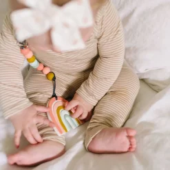 Teethers|Pacifiers + Clips-LouLou Lollipop Rainbow Teether with Clip