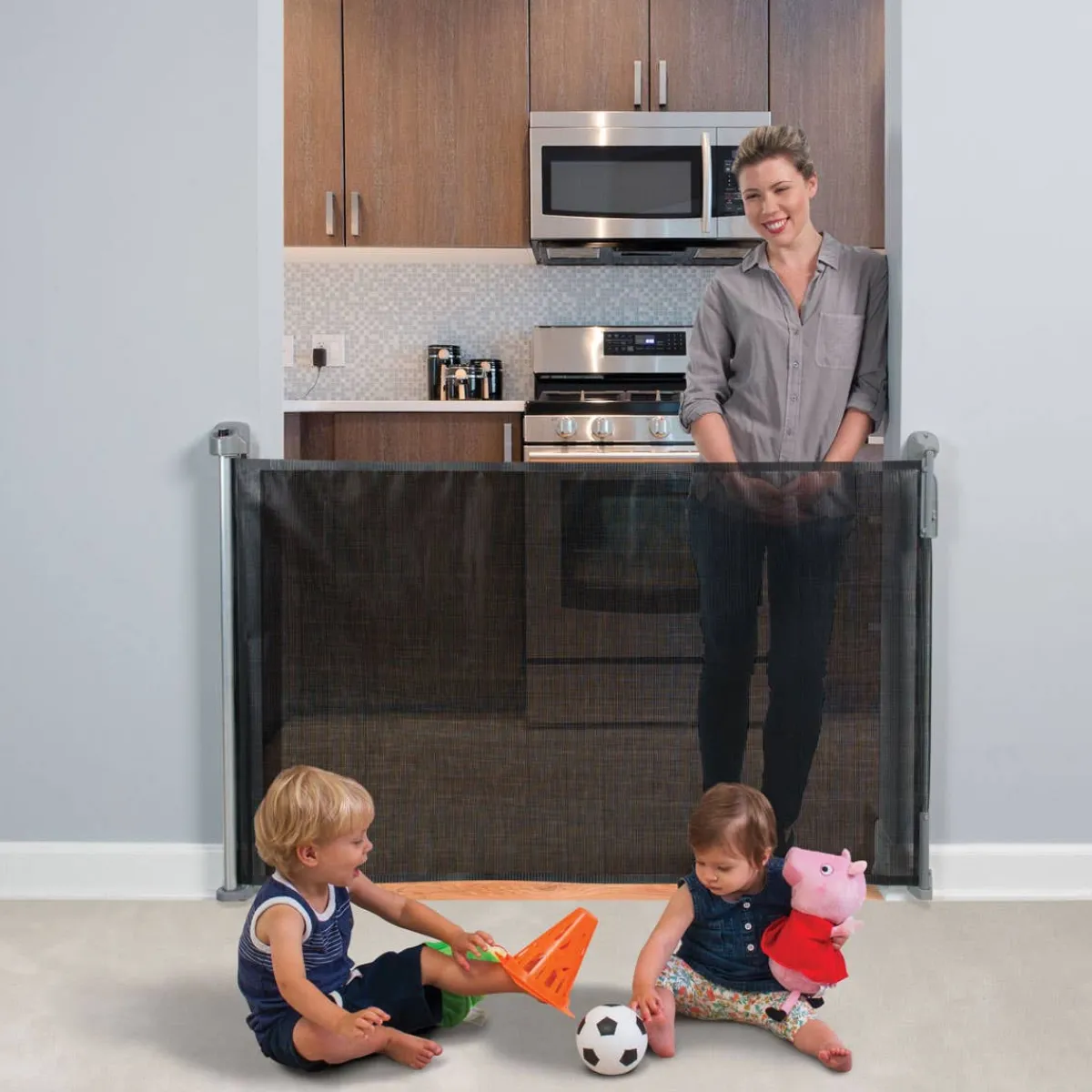 Baby Gates + Babyproofing-KidCo Retractable Safeway Gate - Black