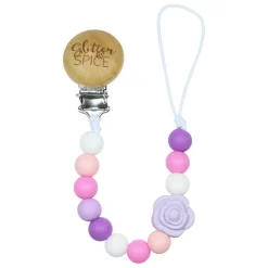 Pacifier Clips|Pacifiers + Clips-Glitter & Spice Rose Pacifier Clip