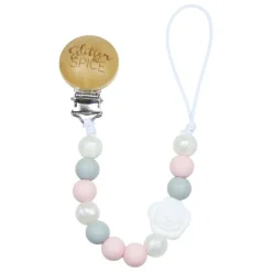 Pacifier Clips|Pacifiers + Clips-Glitter & Spice Rose Pacifier Clip