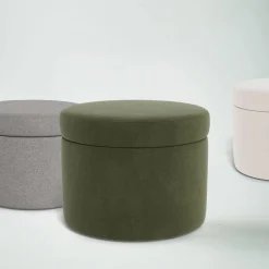 Ottomans-Monte Design Round Storage Ottoman - Fabric