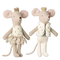 Plush Animals-Maileg Royal Twin Mice Little Sister & Little Brother in Matchbox