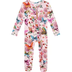 Onesies|Sleepers-Posh Peanut Ruffled Zippered Footie