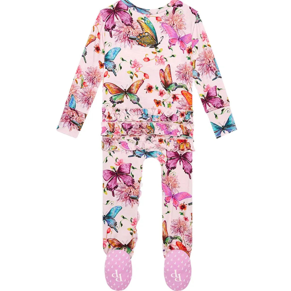 Onesies|Sleepers-Posh Peanut Ruffled Zippered Footie