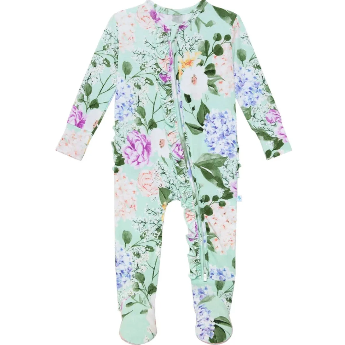 Onesies|Sleepers-Posh Peanut Ruffled Zippered Footie