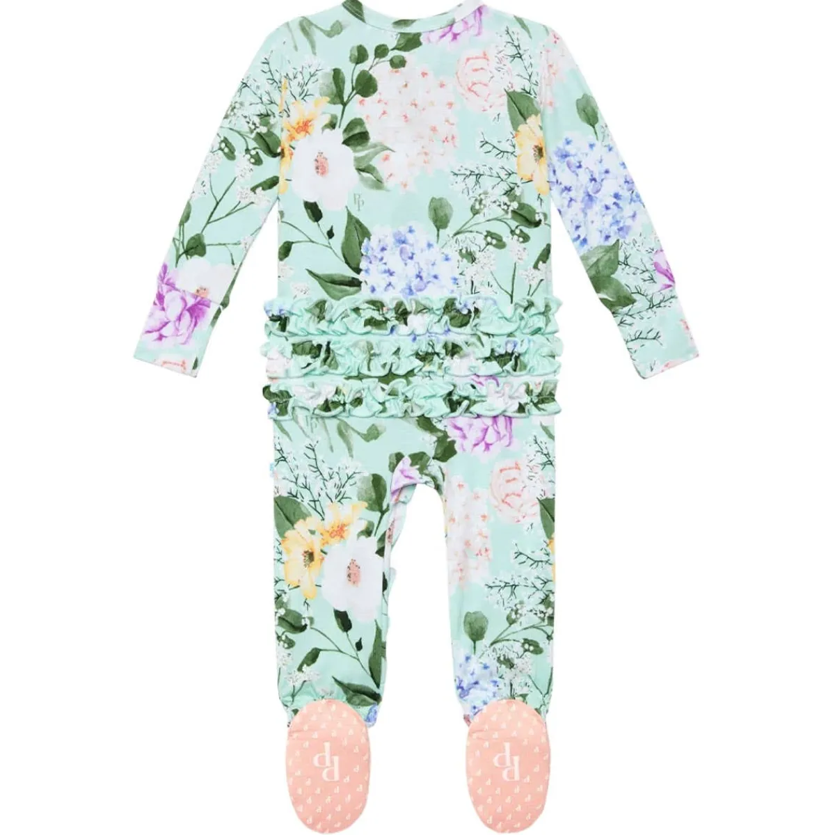 Onesies|Sleepers-Posh Peanut Ruffled Zippered Footie