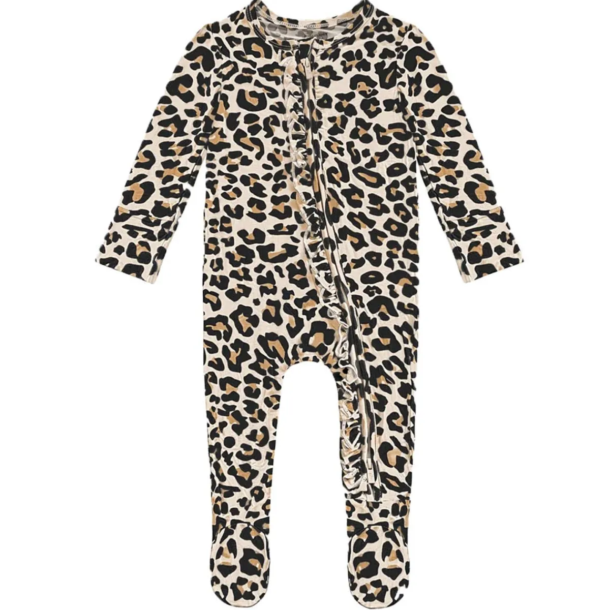 Onesies|Sleepers-Posh Peanut Ruffled Zippered Footie