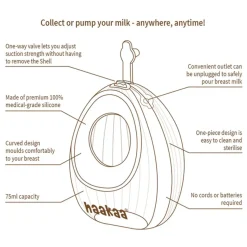 Breastmilk Storage Systems|Breast Pumps + Accessories-Haakaa USA Shell Wearable Silicone Breast Pump (75 mL)