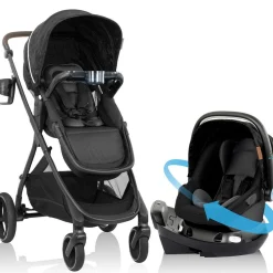 Travel Systems-Evenflo Shyft Intuiti+ Travel System featuring Revolve180 LiteMax NXT with SensorySoothe Dubhan Black
