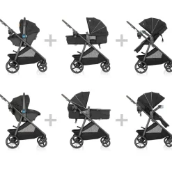 Travel Systems-Evenflo Shyft Intuiti+ Travel System featuring Revolve180 LiteMax NXT with SensorySoothe Dubhan Black