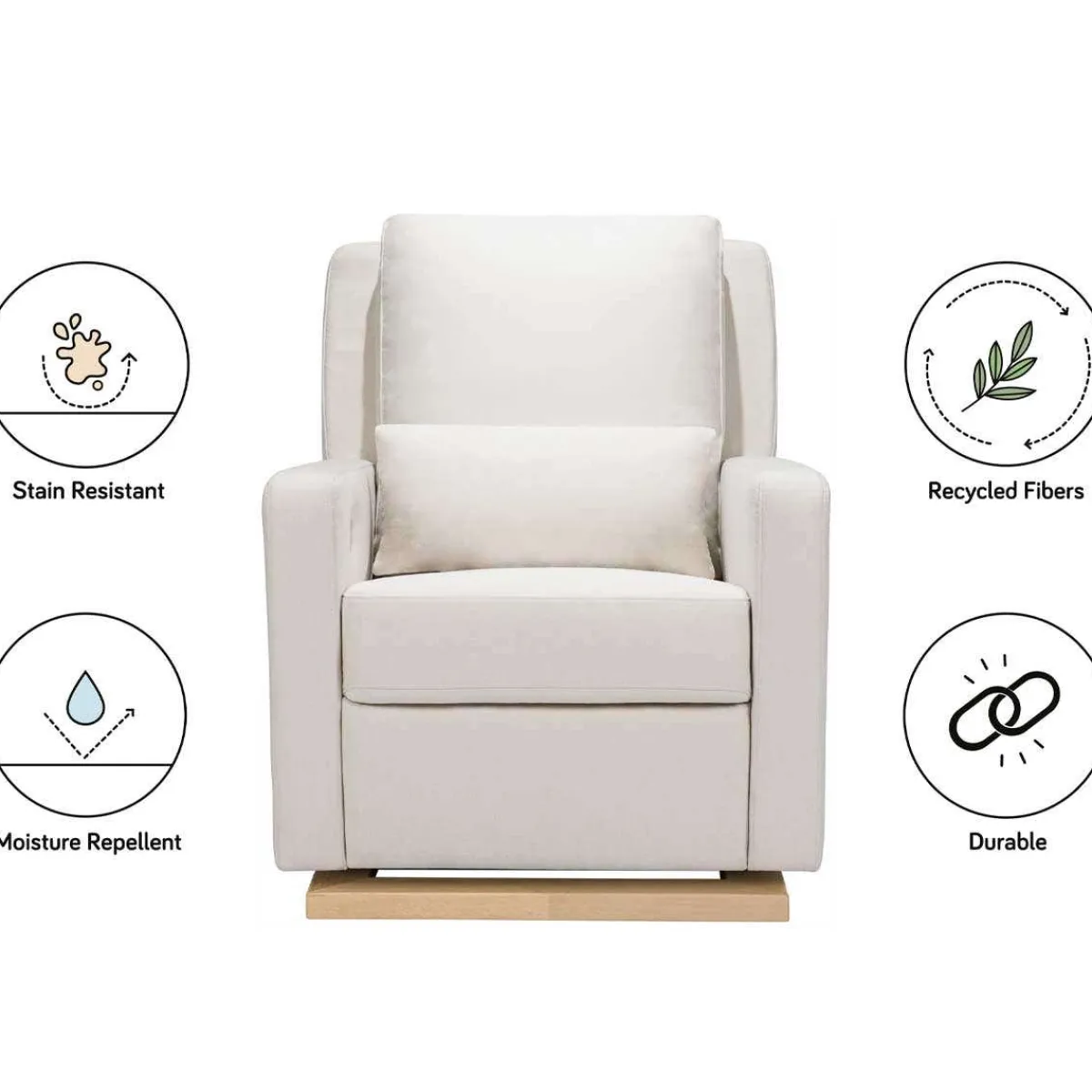 Motorized Gliders|Gliders-Babyletto Sigi Power Glider Recliner with Light Wood Base (Eco-Performance)