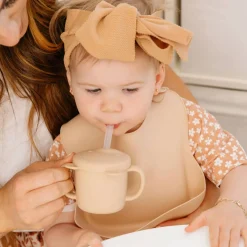 Sippy Cups + Straw Cups-Glitter & Spice Silicone Bear Cup
