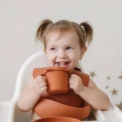 Sippy Cups + Straw Cups-Glitter & Spice Silicone Bear Cup