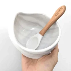 Kids Plates + Bowls|Grip + Suction Dishes-Glitter & Spice Silicone Bowl + Spoon Set