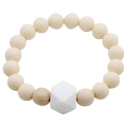 Teething Jewelery|Pacifiers + Clips-Glitter & Spice Silicone Bracelet (Gemstone/Wood)