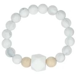 Teething Jewelery|Pacifiers + Clips-Glitter & Spice Silicone Bracelet (Gemstone/Wood)